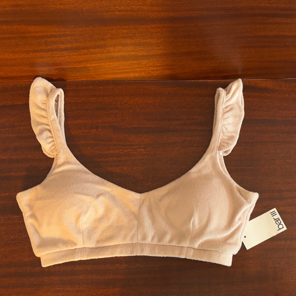 NWT Bar III Beige Terry Cloth Bralette/Crop Top Size Small